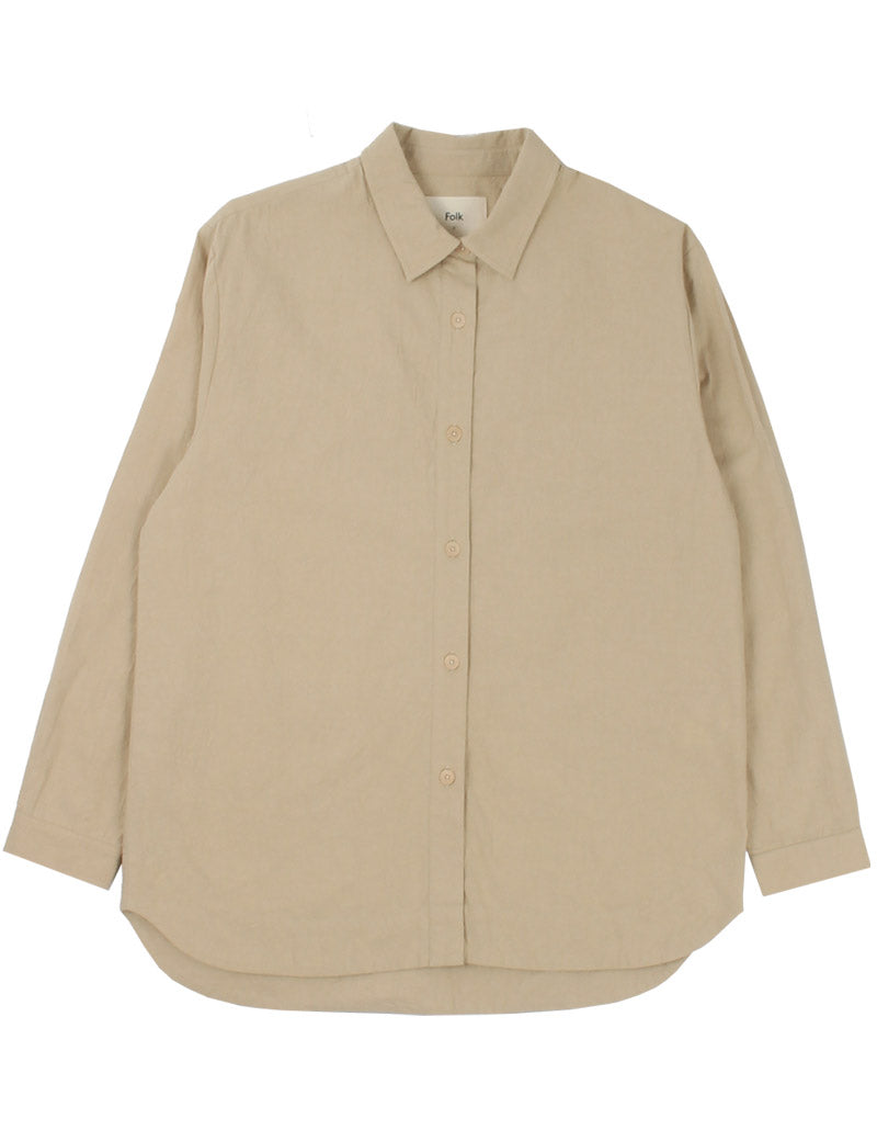 FOLK BOYFRIEND SHIRT TAN CRINKLE