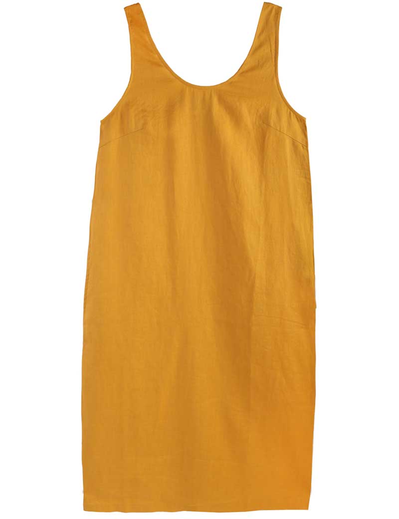 LF MARKEY BASIC LINEN SHIFT DRESS OCHRE