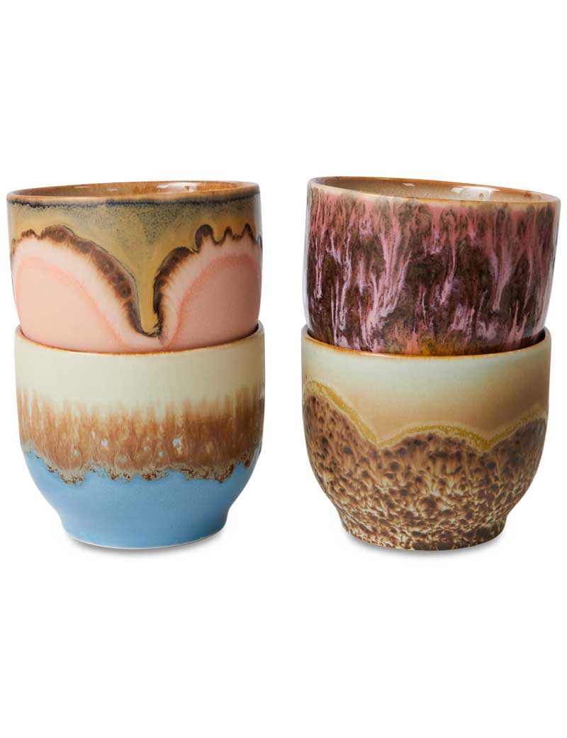 HKLiving 70s Ceramics Cafe Cups Lagoon Set Of 4