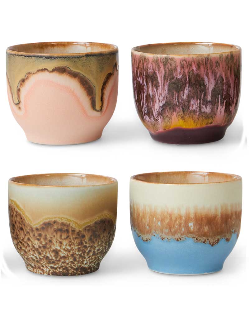HKLiving 70s Ceramics Cafe Cups Lagoon Set Of 4