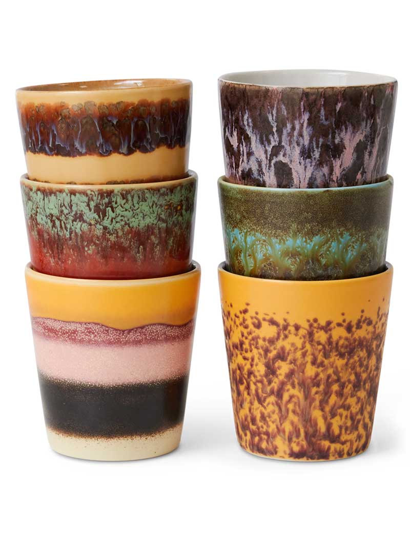 HK Living 70s Ceramics Coffee Mugs Valley Set Of 6