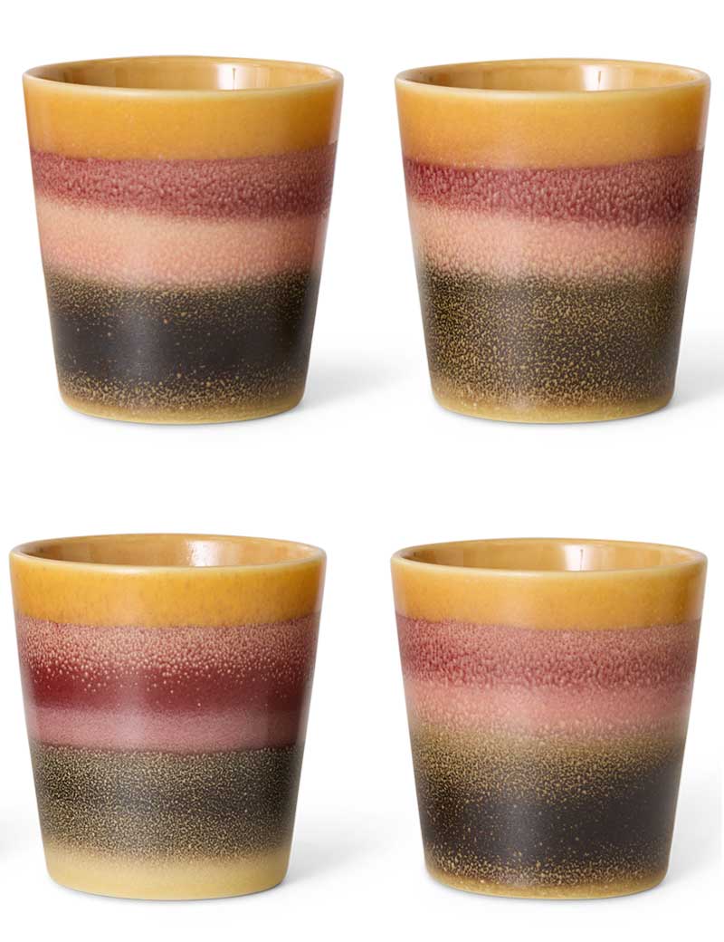 HK Living 70s Ceramics Coffee Mug Set Of Four Sunset