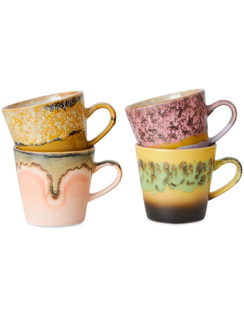HK Living 70s Ceramics Americano Mugs Radiant Set Of 4