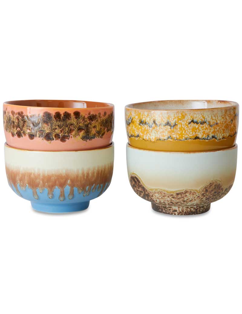 HK Living 70s Ceramics Noodle Bowls Seabreeze Set Of 4