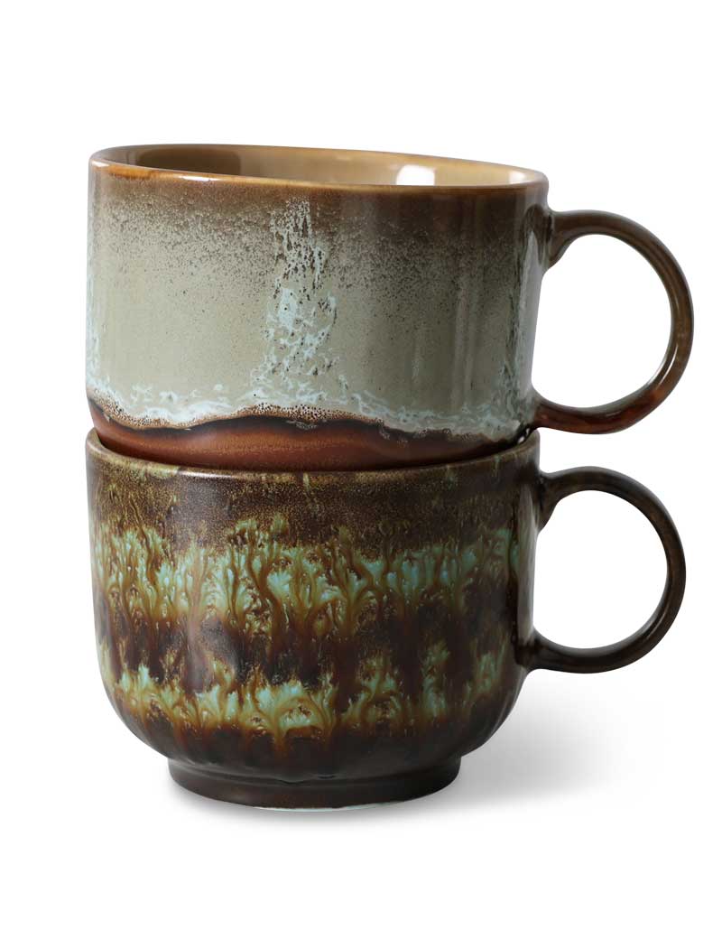 HK Living 70s Ceramics Tea Cups Odyseey Set Of 2