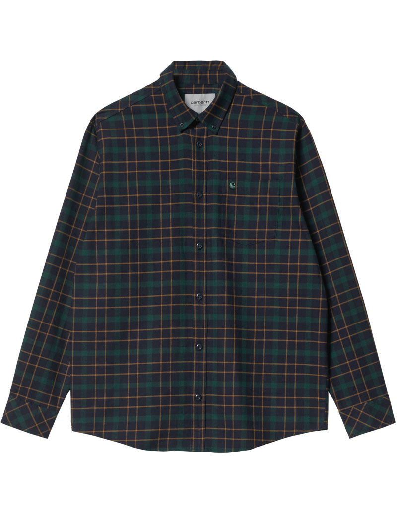 Carhartt Baxter Long Sleeve Check Shirt Dark Navy Grove