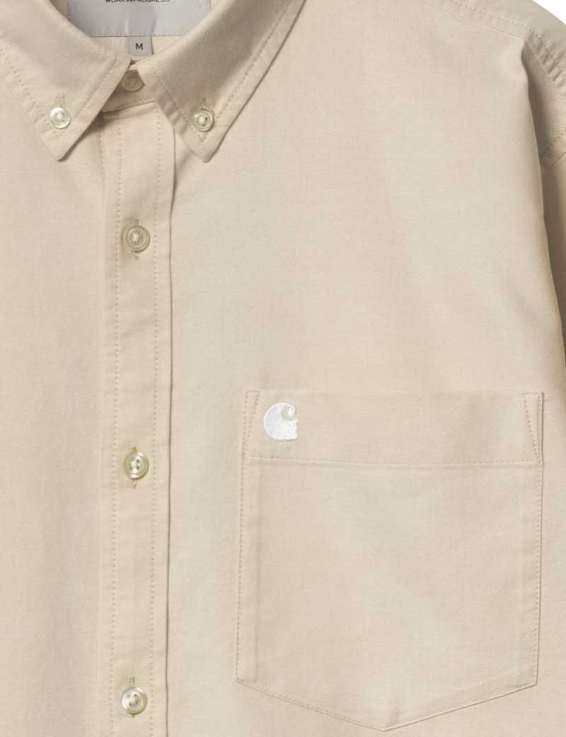 CARHARTT WIP C-LOGO LONG SLEEVE SHIRT CORNSILK WHITE