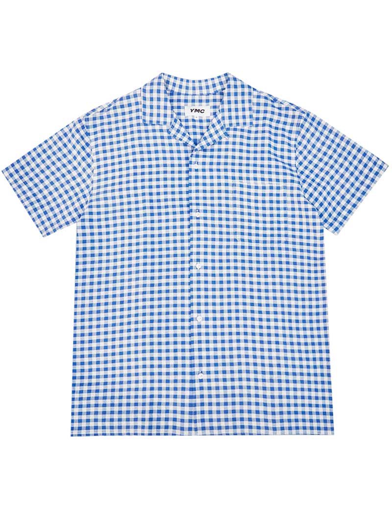 YMC MALICK GINGHAM SHIRT BLUE ECRU