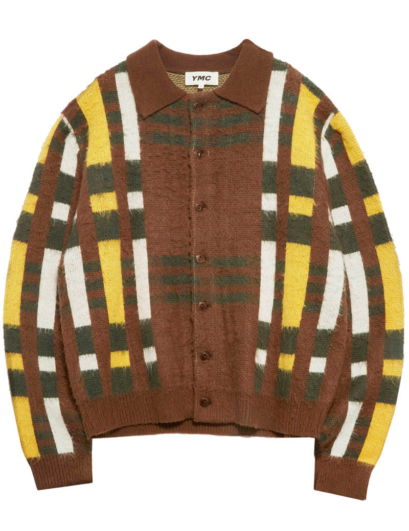 YMC RATPACK CARDIGAN BROWN MULTI