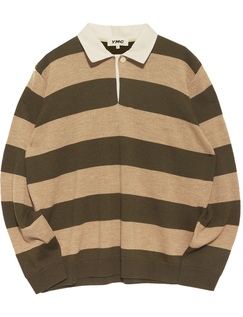 YMC JJ RUGBY SHIRT GREEN SAND