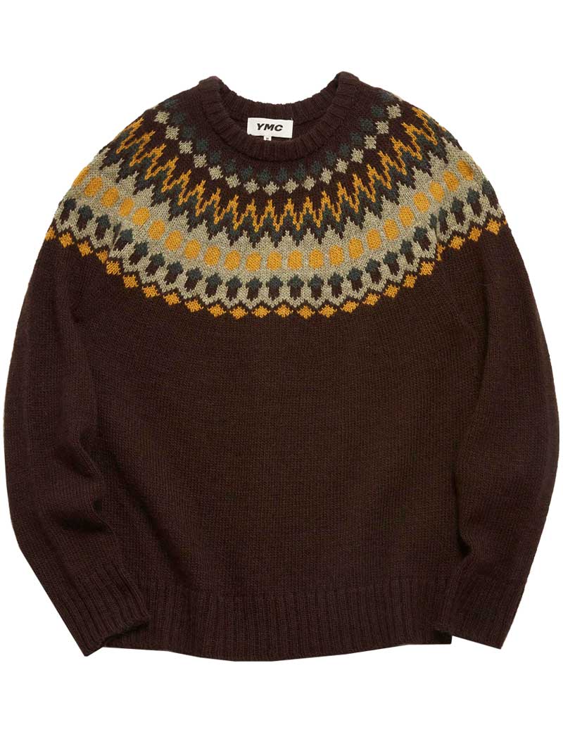 YMC WINGS CREW NECK KNIT BROWN MULTI