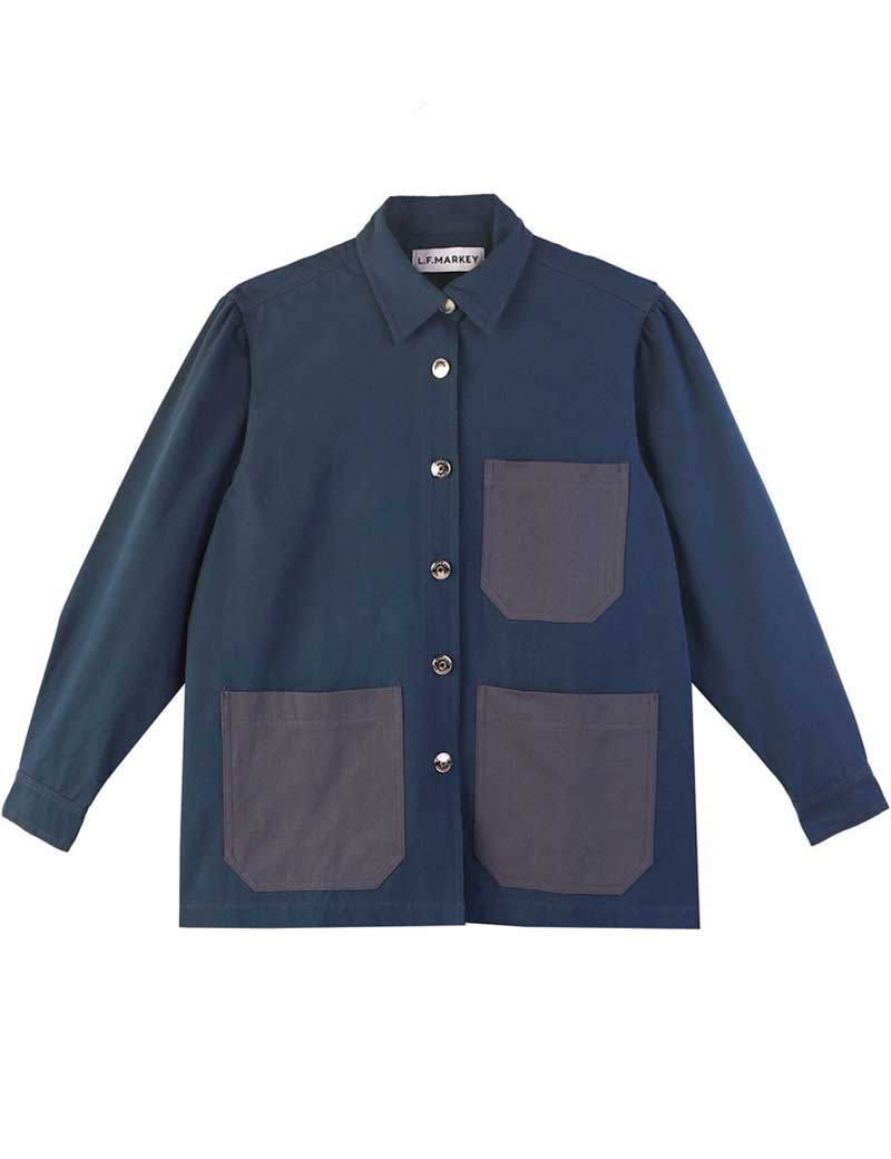 LF MARKEY PUFF SLEEVE CHORE COAT BLUES