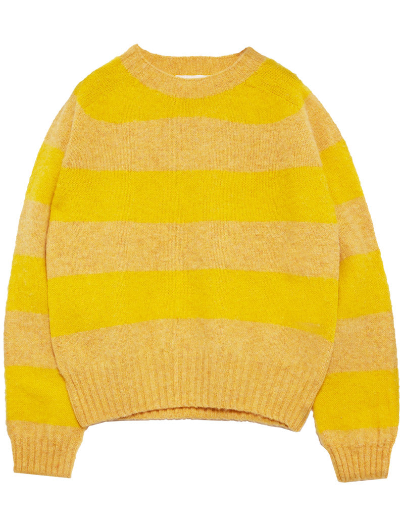 YMC JETS STRIPE CREW JUMPER YELLOW SAND