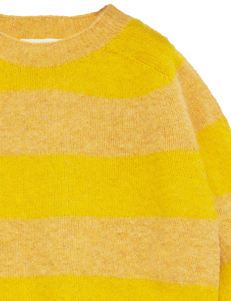 Ymc Jets Stripe Crew Jumper Yellow Sand