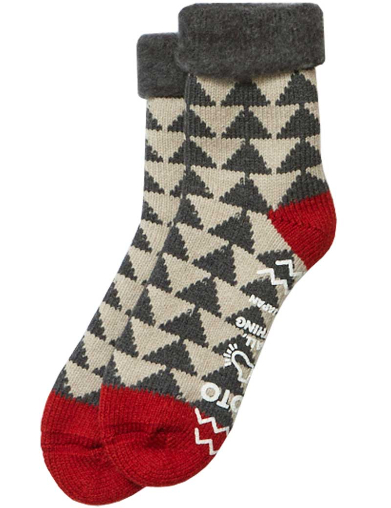 Rototo Comfy Room Slipper Socks Sankaku R1179 Charcoal Red