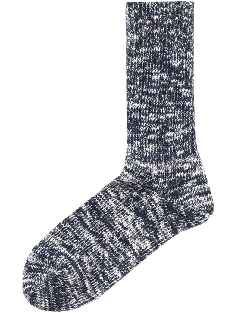 Rototo Low Gauge Slub Crew Socks R1251 Navy