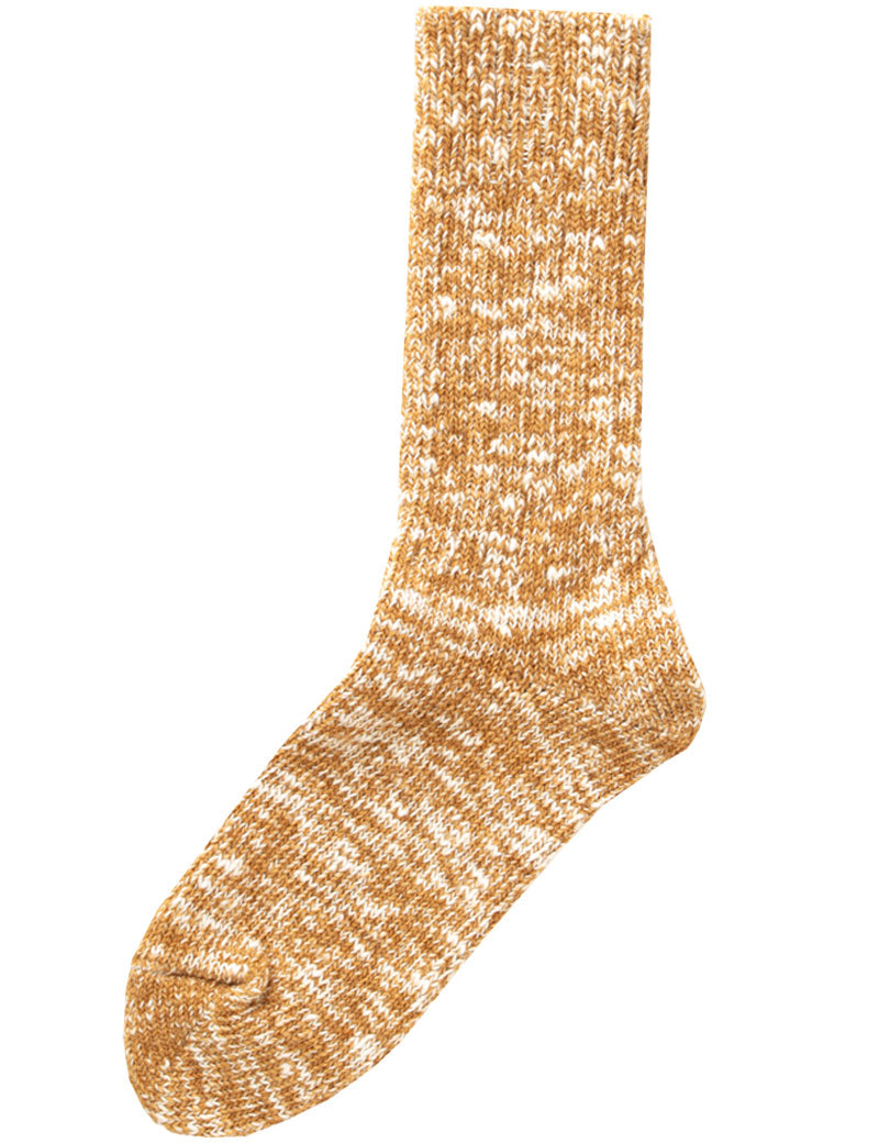 Rototo Low Gauge Slub Crew Socks R1251 Mustard