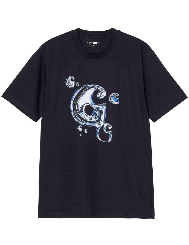 Carhartt WIP Short Sleeved Solar Chrome C-Logo T-Shirt Dark Navy