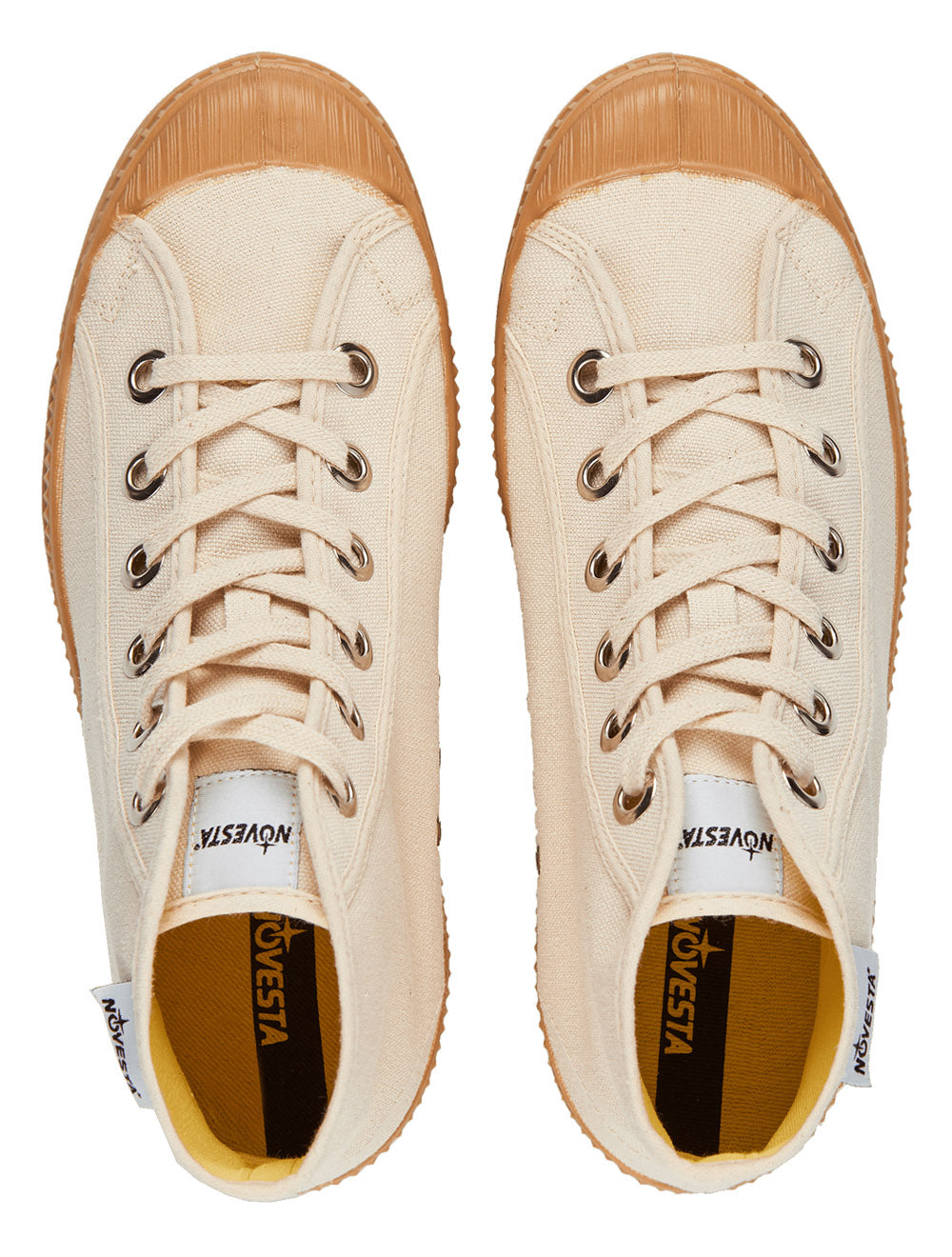 NOVESTA STAR DRIBBLE 003 BEIGE HI-TOP TRAINERS