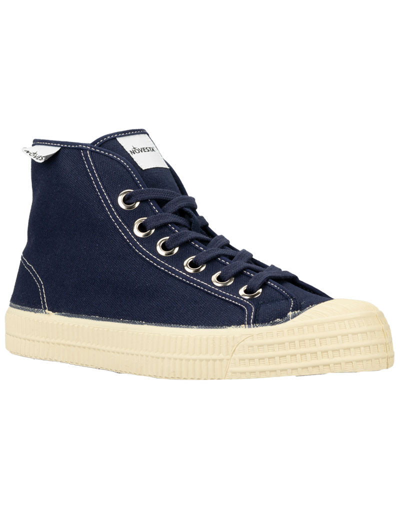 Novesta Star Dribble Hi-Top Trainers Navy Beige Ecru