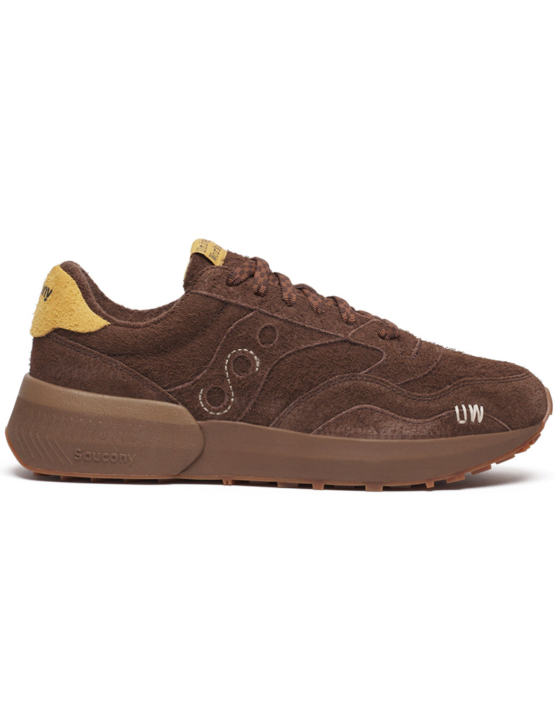 SAUCONY X UNIVERSAL WORKS JAZZ NXT TRAINERS BROWN SUEDE