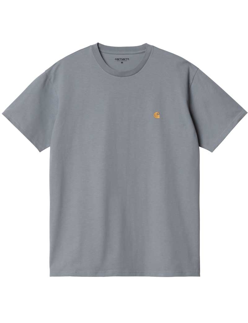 CARHARTT WIP CHASE SHORT SLEEVE T-SHIRT AQUA MIRROR GOLD