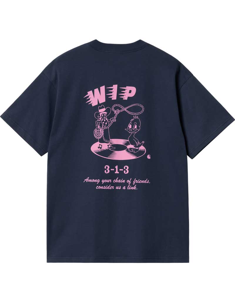 CARHARTT WIP FRIENDSHIP SHORT SLEEVE T-SHIRT AIR FORCE BLUE LIGHT PINK