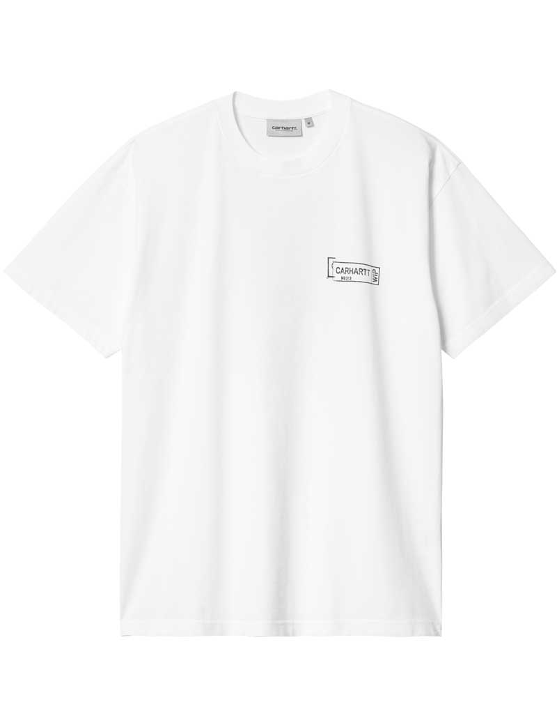 CARHARTT WIP STAMP SHORT SLEEVE T-SHIRT WHITE BLACK STONE WASHED