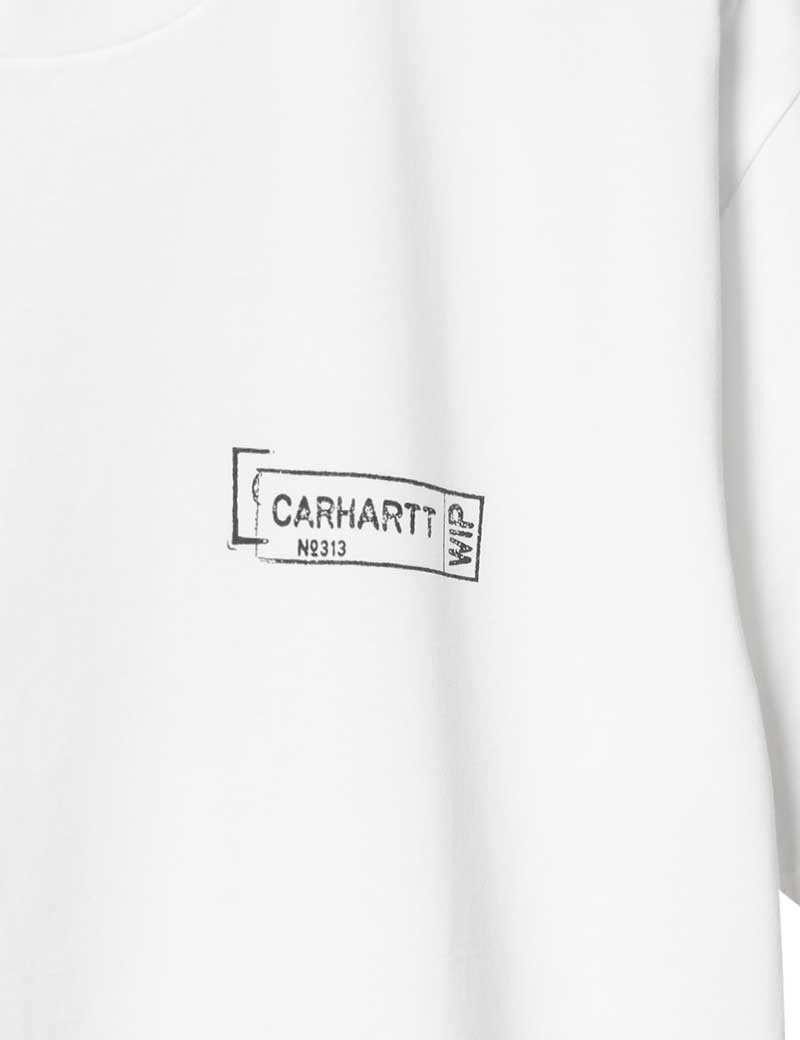 CARHARTT WIP STAMP SHORT SLEEVE T-SHIRT WHITE BLACK STONE WASHED