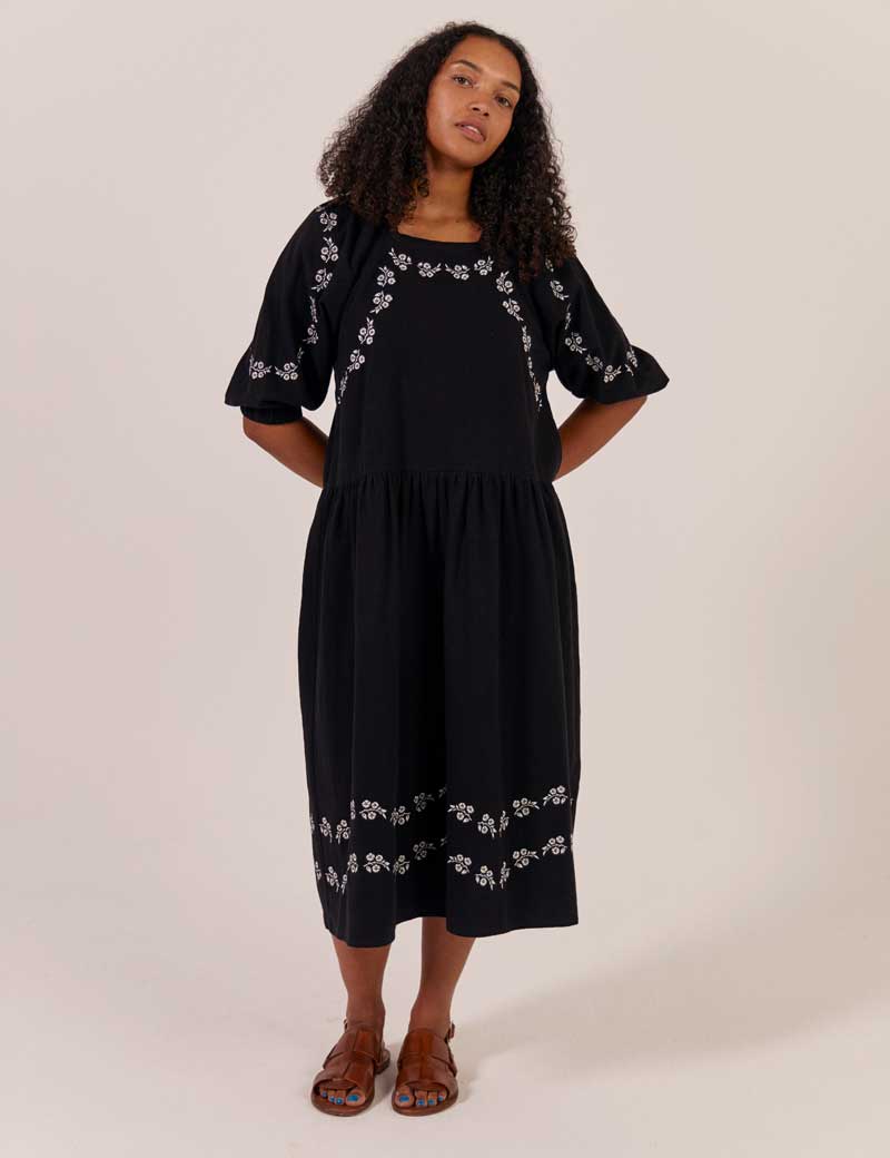 SIDELINE HEATHER DRESS BLACK