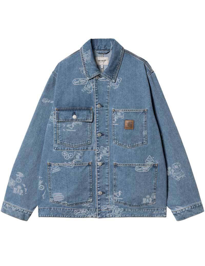 CARHARTT WIP STAMP JACKET PRINT BLUE BLEACHED