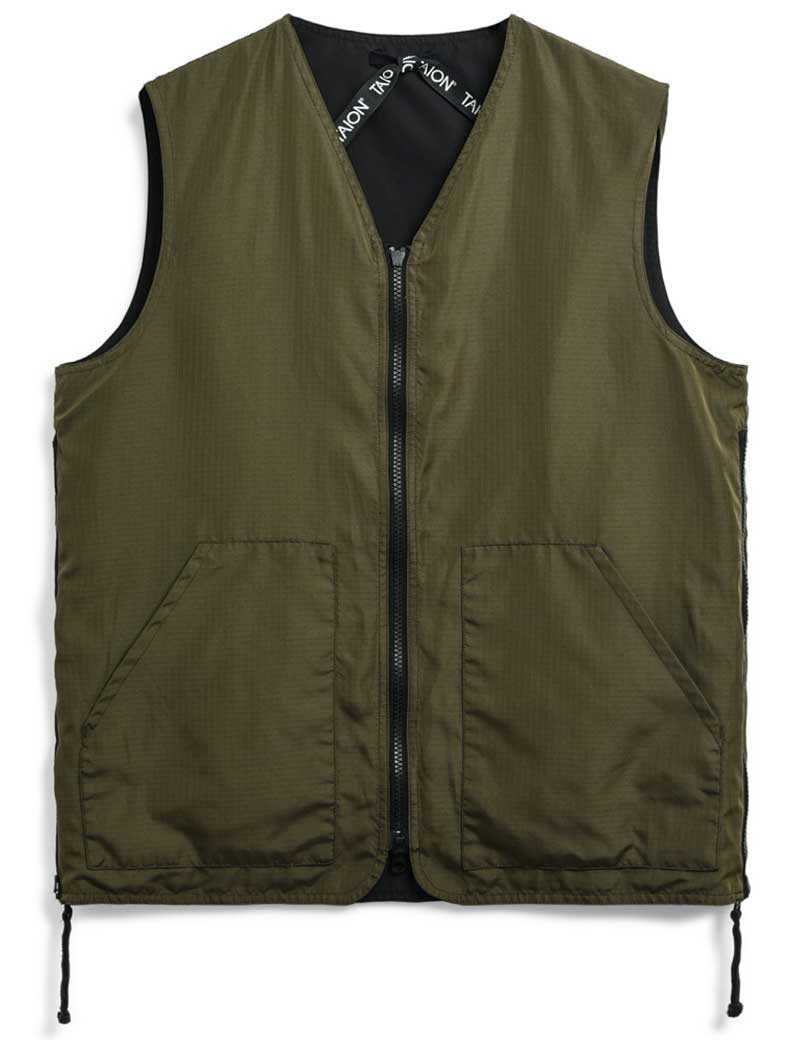 TAION MILITARY REVERSIBLE V NECK VEST BLACK