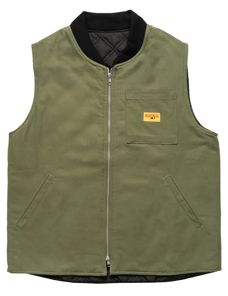 Service Works Padded Work Vest Jacket Olive