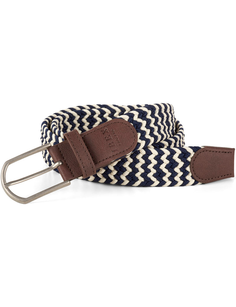 IBEX ENGLAND REPREVE SUSTAINABLE WOVEN BELT BEIGE NAVY