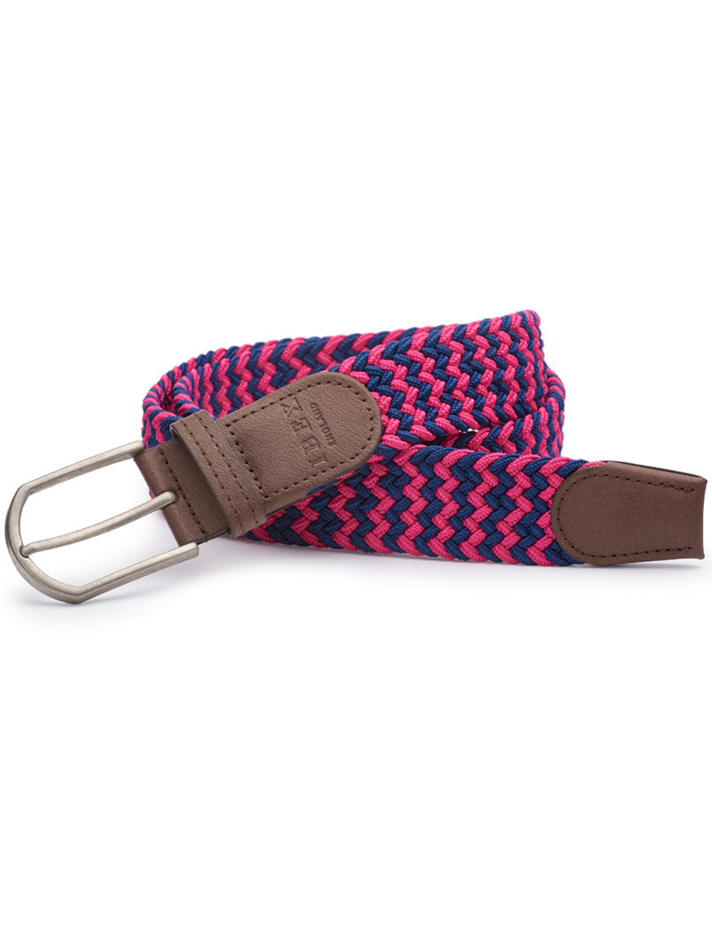 IBEX ENGLAND REPREVE SUSTAINABLE WOVEN BELT NAVY PINK