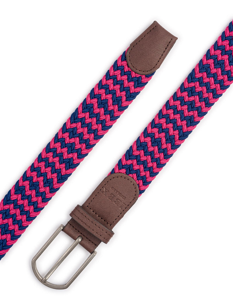 IBEX ENGLAND REPREVE SUSTAINABLE WOVEN BELT NAVY PINK