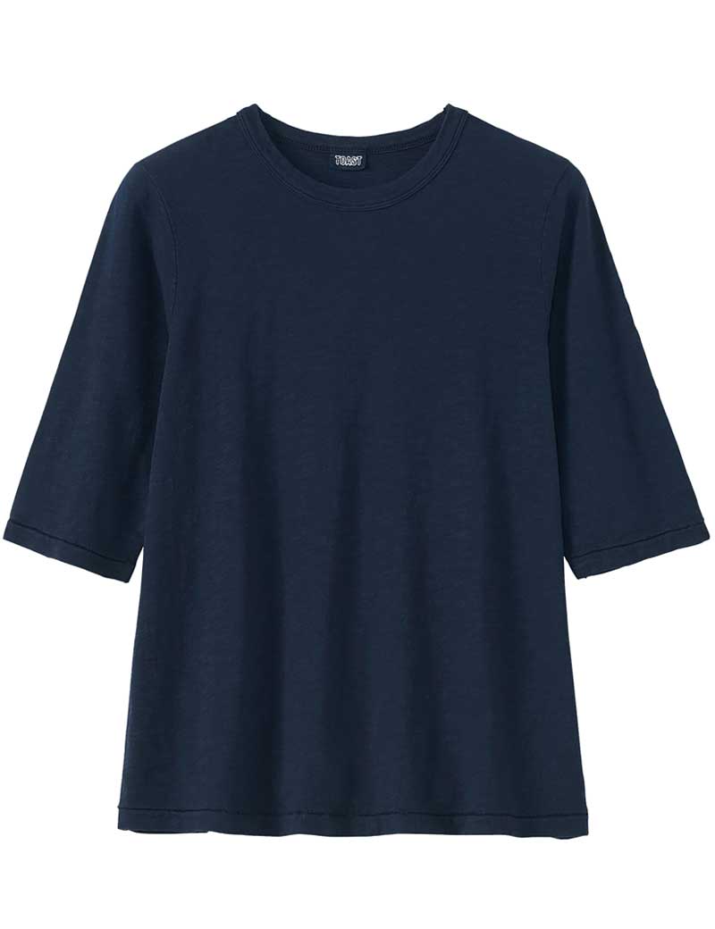 TOAST CLEO GARMENT DYED ORGANIC COTTON T-SHIRT INDIGO