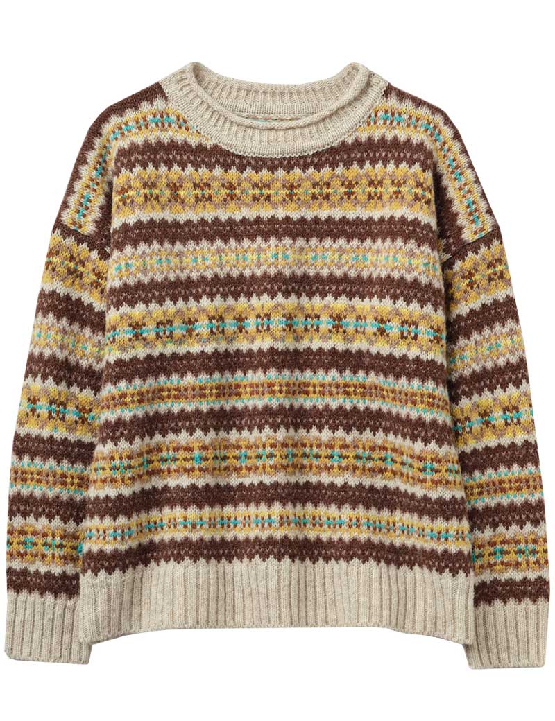 Toast Shetland Fair Isle Sweater Brown