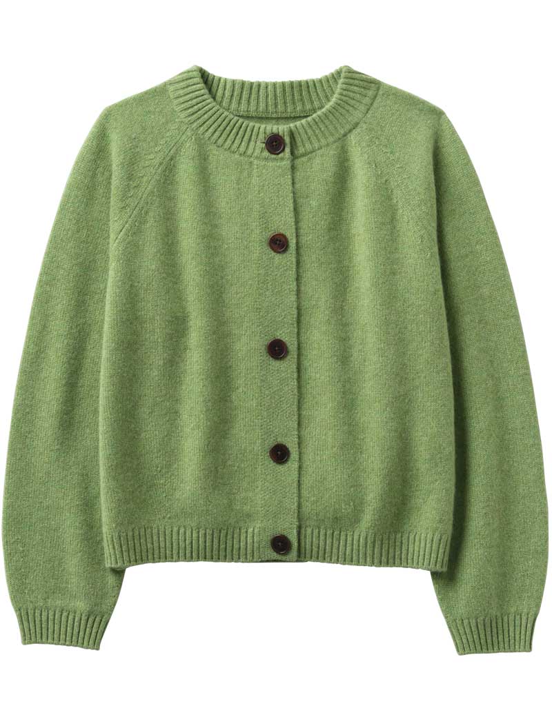 TOAST WOOL CASHMERE RAGLAN CARDIGAN PEA SHOOT