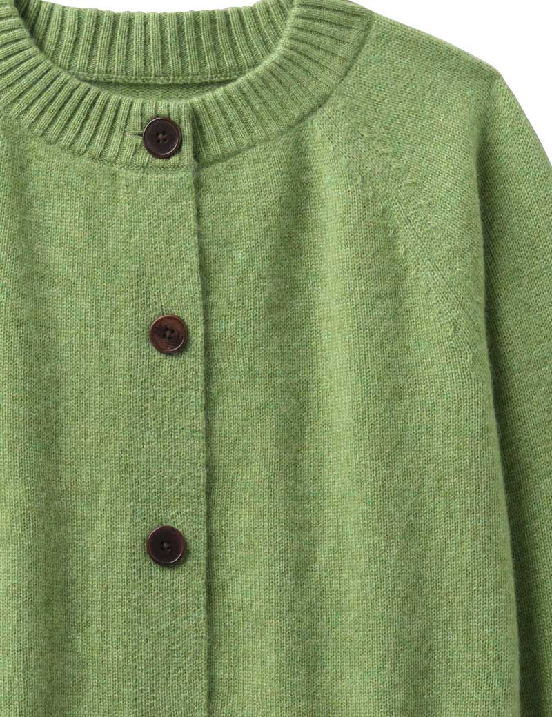 TOAST WOOL CASHMERE RAGLAN CARDIGAN PEA SHOOT