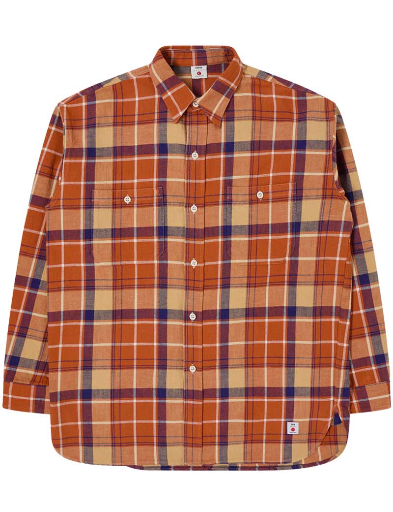 EDWIN WORK SHIRT ORANGE CHECK