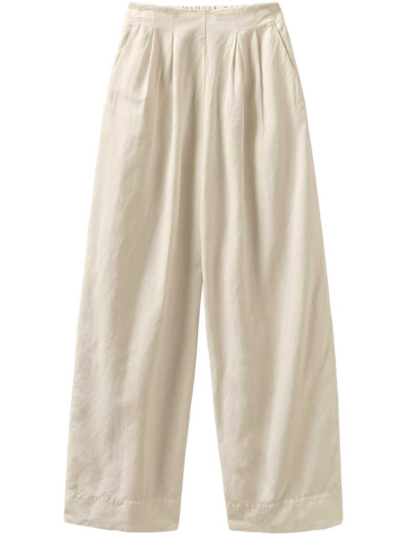 TOAST COTTON LINEN WIDE LEG TROUSERS PARCHMENT