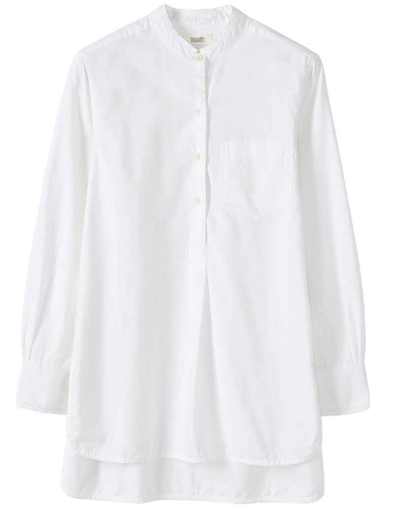 TOAST TARO COTTON OXFORD SHIRT WHITE