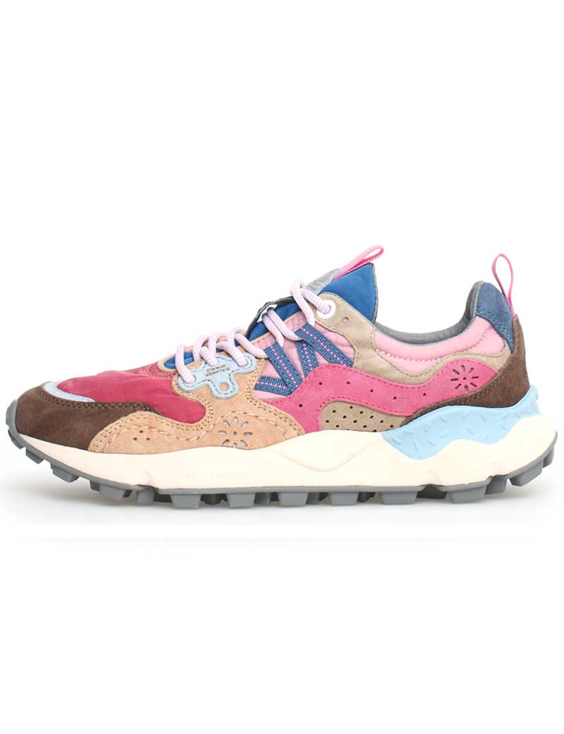 FLOWER MOUNTAIN YAMANO 3 SUEDE NYLON TRAINERS PINK MULTI