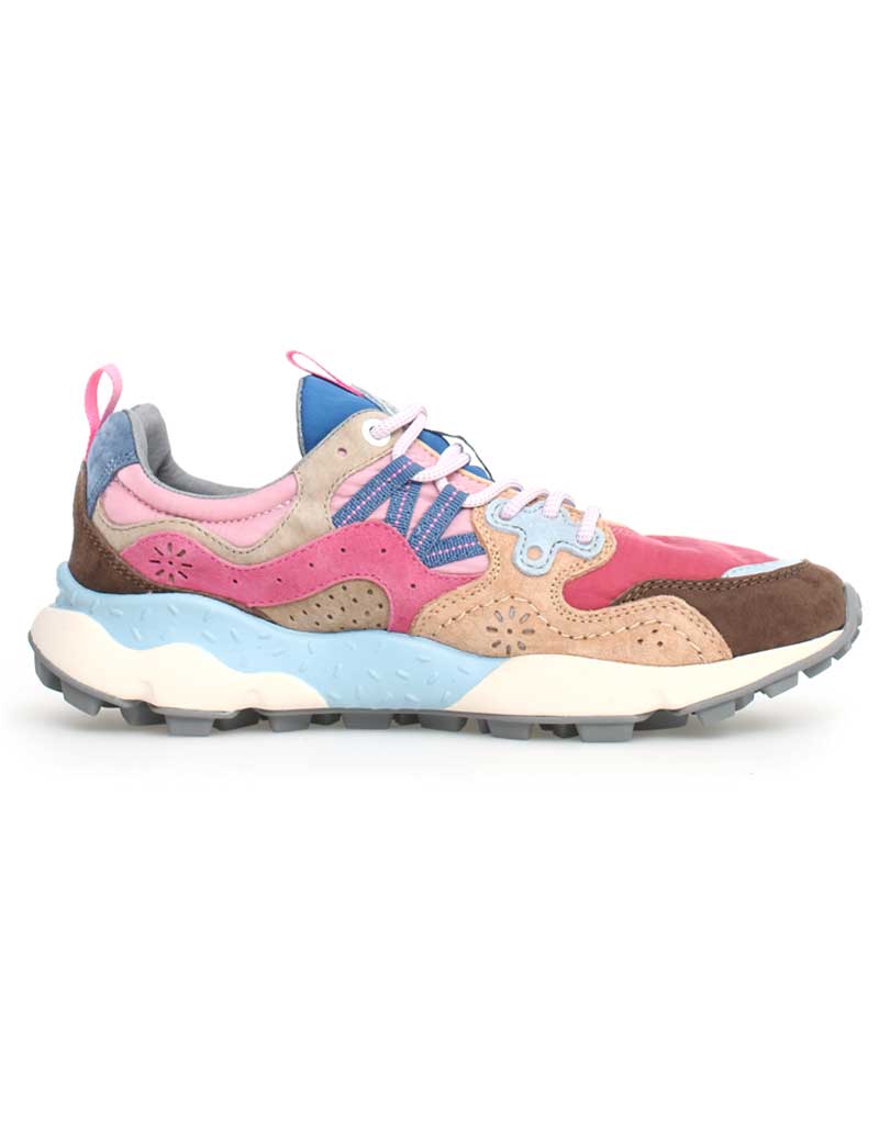 FLOWER MOUNTAIN YAMANO 3 SUEDE NYLON TRAINERS PINK MULTI