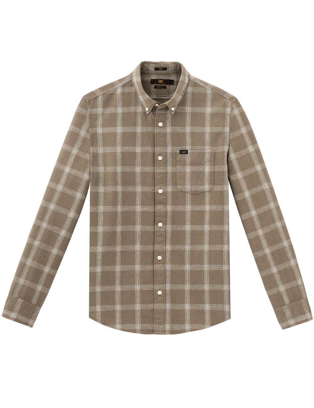 LEE BUTTON DOWN WASHED UTILITY GREEN CHECK SHIRT