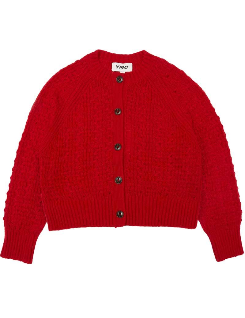 Womens Ymc Knitwear  Foxtail Mohair Cardigan Red Orange > Santas Pantry