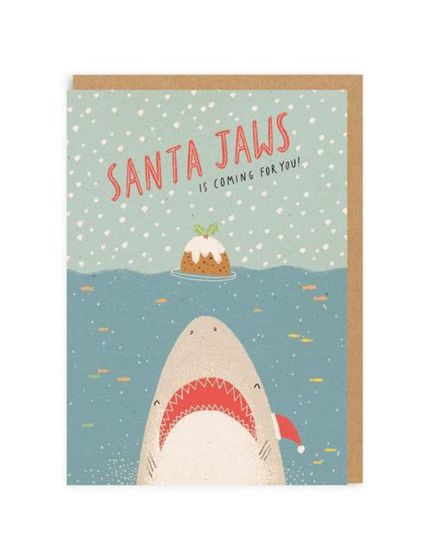 OHH DEER SANTA JAWS CHRISTMAS GREETINGS CARD 