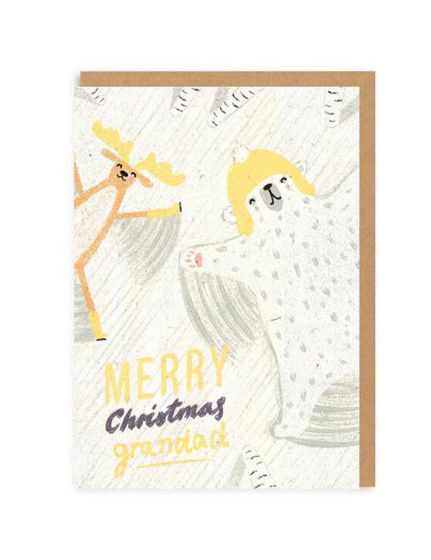 OHH DEER SNOW ANGEL GRANDAD CHRISTMAS GREETINGS CARD 