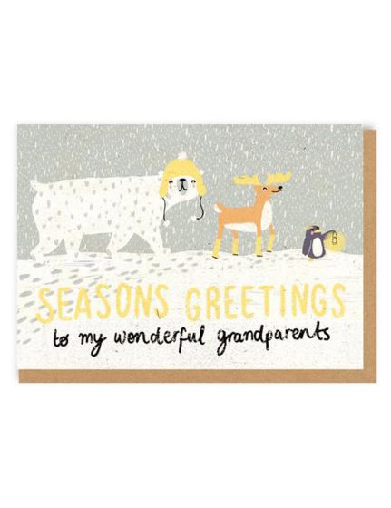 OHH DEER WINTER WONDERLAND GRANDPARENTS CHRISTMAS GREETINGS CARD 